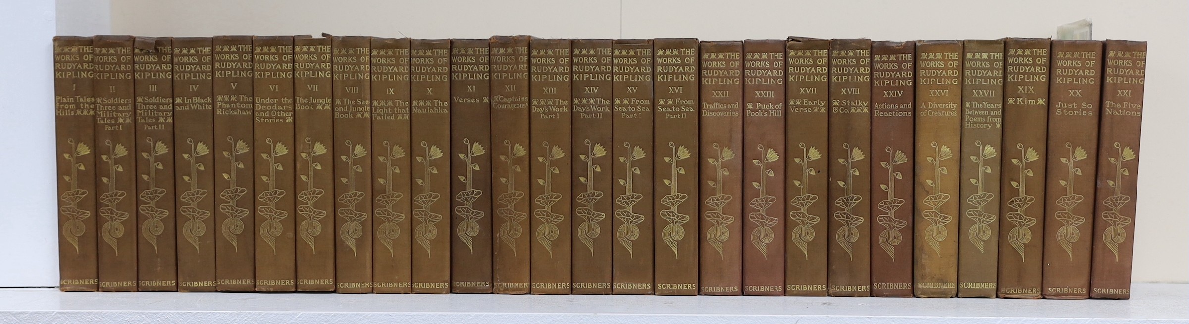 Kipling, Rudyard - The Writings in Prose and Verse, vols 1-24 and 26, 27 (of 36), 8vo, cloth, Charles Scribner’s Sons, New York, 1899-1919 (26)